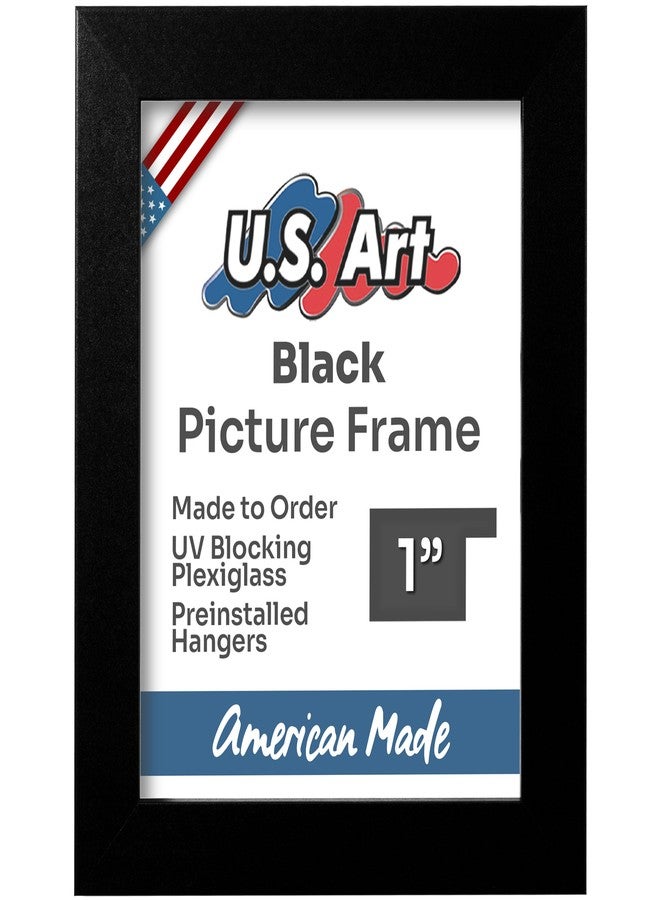 US Art Flat Black 12x17 Picture Frame - Handmade American Flat 1" Wide Engineered Wood Frame for Wall Décor with Preinstalled Hangers and UV Blocking Plexiglass, 12x17 Frame - Image 2